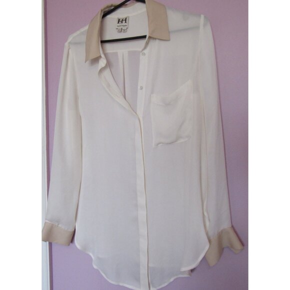 Haute Hippie Silk Blouse, M, Beige/Tan - Picture 1 of 7